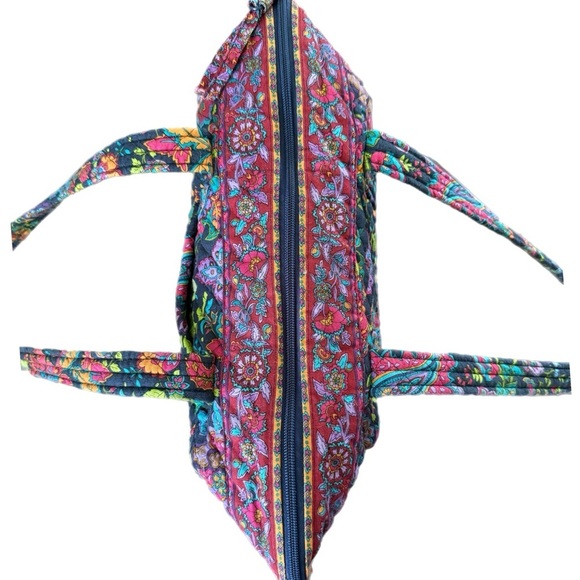 Stephanie Dawn Shoulder Bag Zippered Tote Plum Floral Purse Preppy Boho 14x8x4” - Picture 4 of 10